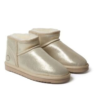 Fireside by Dearfoams Women's Gold Riverland Genuine Shearling Bootie NWT Size 7